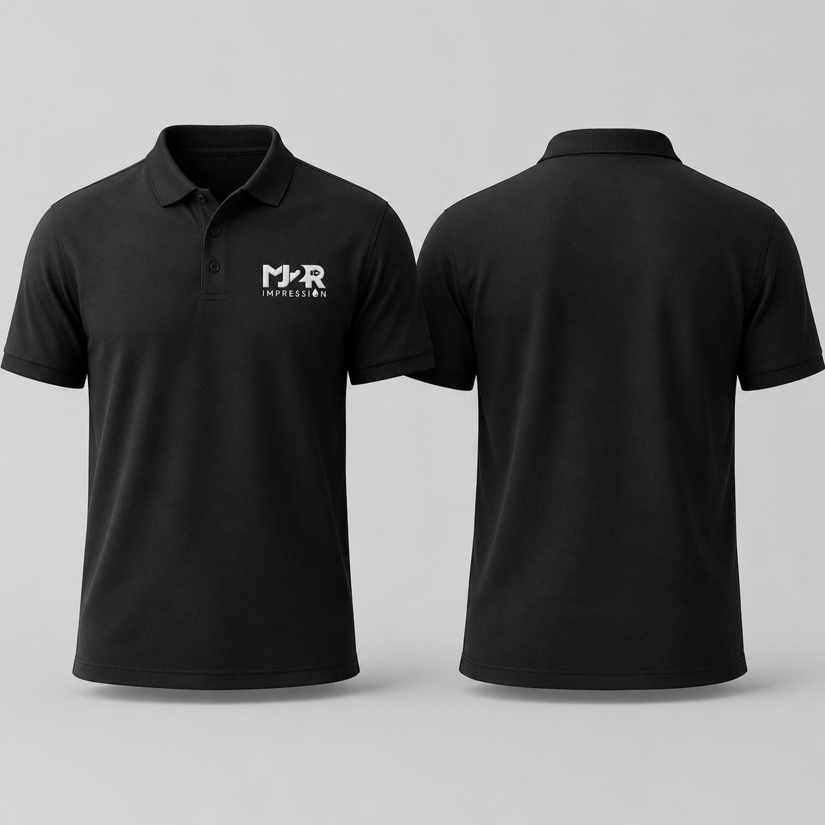 Polo noir brodé MJ2R Impression